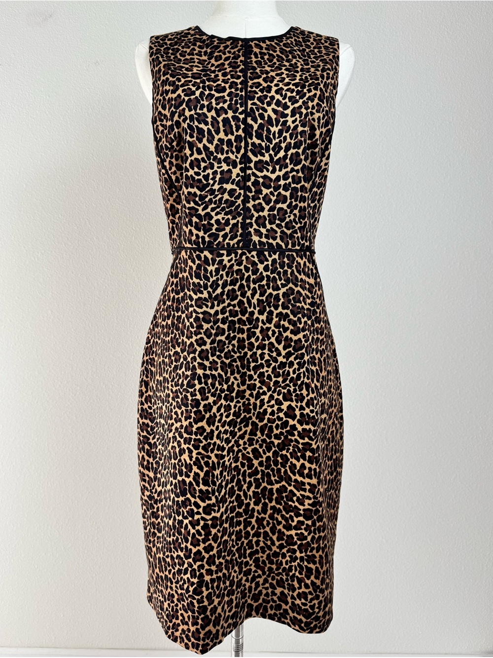 NWT J. Crew Leopard Print Sheath Dress Size 6 Sleeveless Career Cocktail